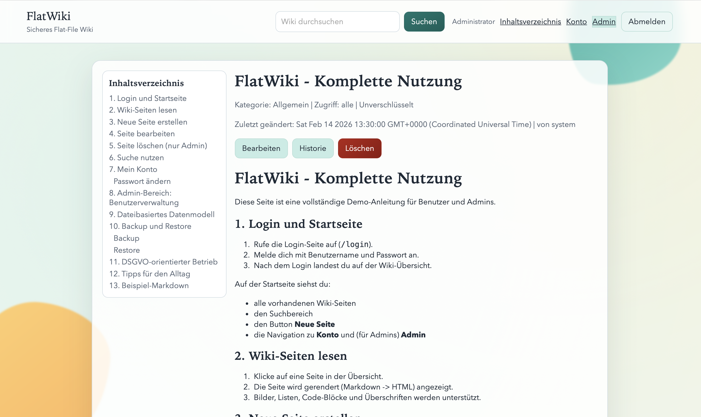Artikelansicht mit Inhaltsverzeichnis